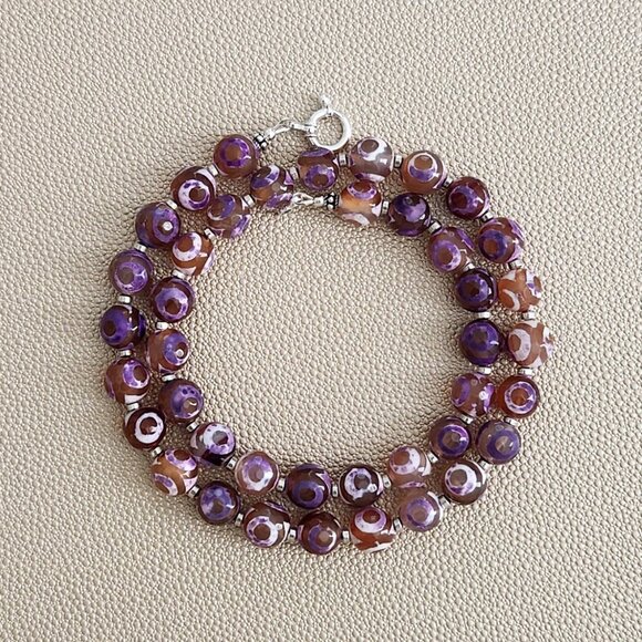 PURPLE TIBETAN AGATE NECKLACE - Picture 1 of 2